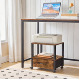 HOOBRO Printer Stand, Printer Stand with Storage, Under Desk Printer Table, Printer Cart with Drawer and Shelves, Rolling Small Printer Stand on Wheels, for Office, Rustic Brown and Black BF39PS01 HOOBRO