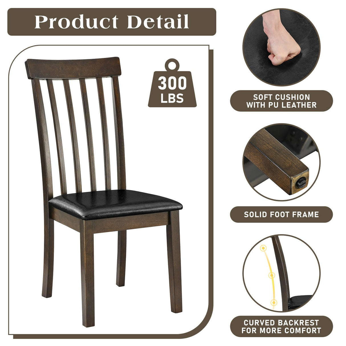 LUXOAK 7 Piece Round Dining Table, 48 inch Round Extendable Kitchen Table for 6 People, Solid Wood Modern Farmhouse Round Table Set Space Saving Small Space for Dining Room, Kitchen Living Room LUXOAK