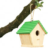 STARSWR Bird House Outside Bluebird House for Outside Clearance, Hanging Birdhouse,Cardinals Wooden Birdhouse with Green Top STARSWR