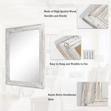 MWAZZLL Wall Mirror with Rustic Wood Frame Rectangle Mirrors for Wall Decorative Hanging Mirror for Bathroom Bedroom Farmhouse Living Room Small MWAZZLL