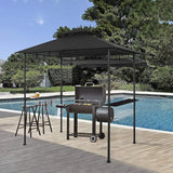 CHARMELEON Dark Grey Grill Gazebo, Double Tiered BBQ Gazebo, 5x8 Grill Canopy,Outdoor BBQ Canopy Tent with Stretchable Side Awning CHARMELEON