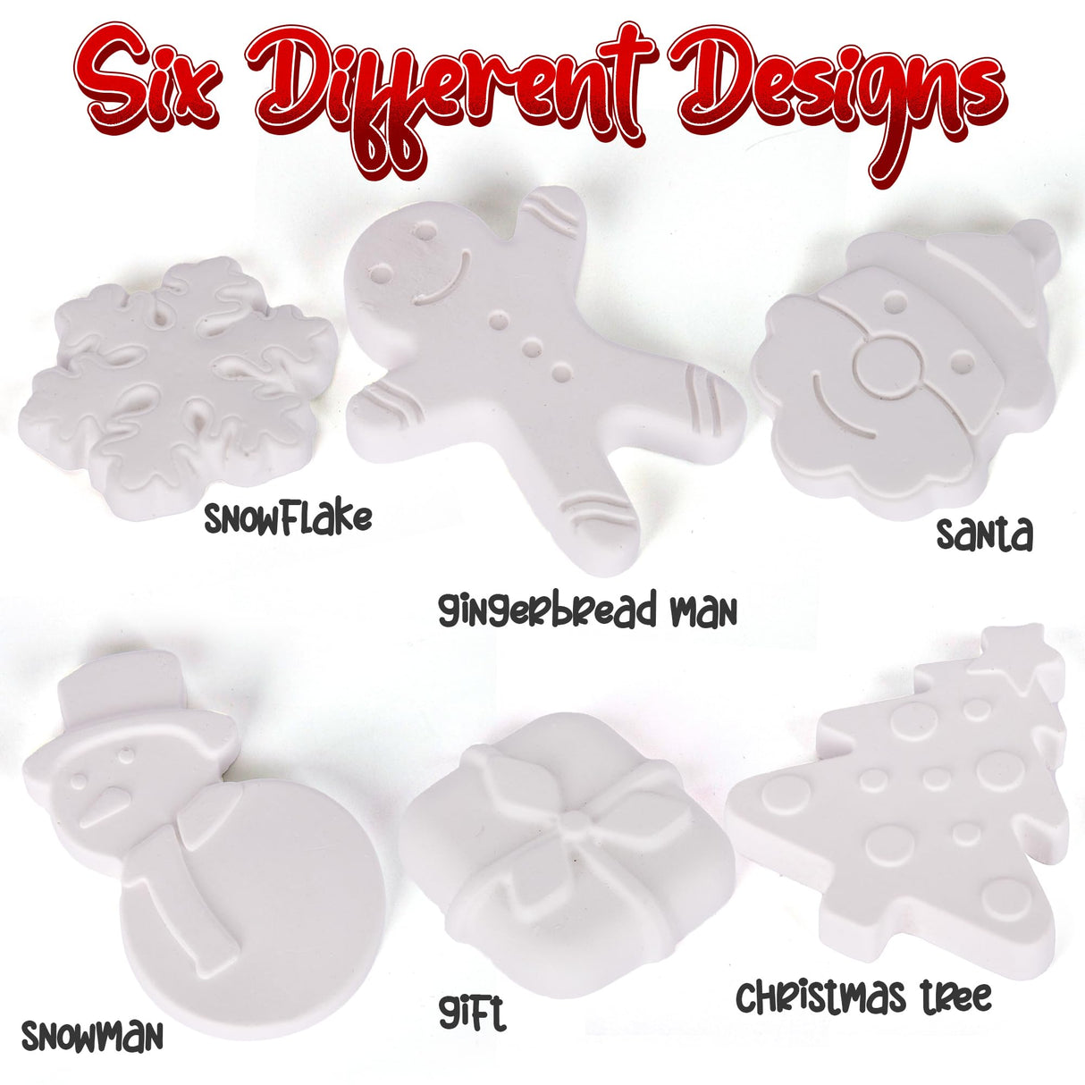 ArtCreativity Christmas Ceramic Painting Kit for Kids - 6 Ceramic Figures, 2 Paint Sets, and 2 Brushes - DIY Christmas Painting Crafts for Toddlers 3 4 5 6 7 8 - Kids’ Paint Activity Set ArtCreativity