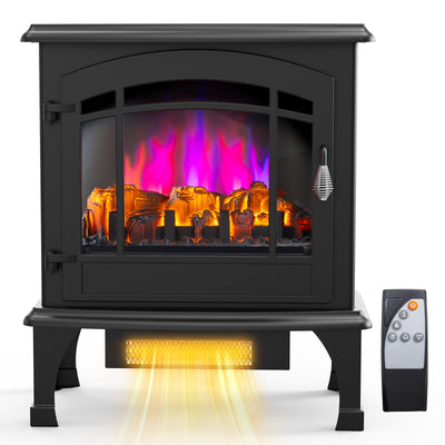 Bonnlo 23" W Electric Fireplace Stove, 1500W Portable Freestanding Fireplace Heater w/Remote, Timer, 3D Flame, Overheat & Tip-Over Protections, Suit for Bedroom, Living Room, CSA Approved