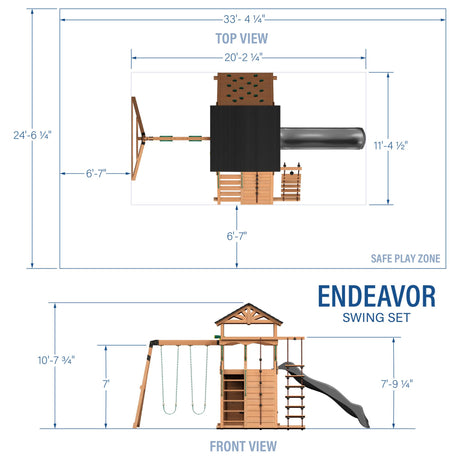 Backyard Discovery Endeavor All Cedar Wood Swing Set Playset with Gray Wave Slide for Backyard with Large Clubhouse Rope Ladder Rock Climbing Wall Wave Slide 2 Belt Swings and 1 Web Swing Gift Backyard Discovery