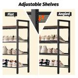 WIN4ALL Shoe Rack for Front Door Entrance, 4 Tier Shoe Rack for Entryway, 12-16 Pairs of Shoes, Metal Shoe Rack Organizer, Free Standing Shoe Rack for Closet (Black+Rustic Brown) WIN4ALL