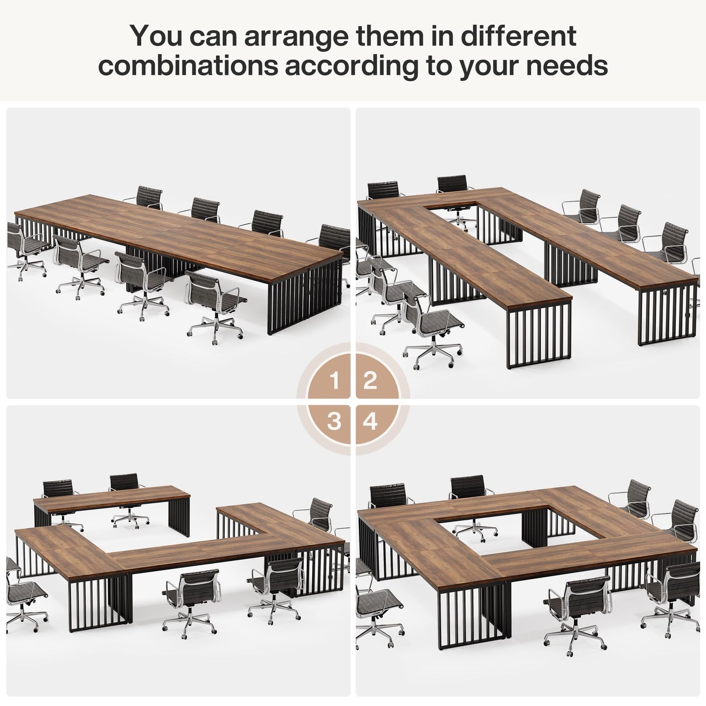 Tribesigns 6.56 ft Conference Table, Large Rectangle Meeting Seminar Table, Industrial Long Business Table for 6-8 People (Without Chair) (Brown & Black) - WoodArtSupply