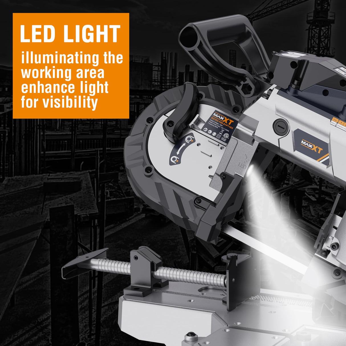 MAXXT Bandsaw with Table Saw, 10 Amp 5 Inch Deep Cut Band Saw with Lightweight Aluminum Base, Variable Speed Handheld Automatic Multipurpose Cut with Wheels Metal Saw, Portable Bandsaws for Metal Wood MAXXT