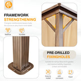 YOLENY 12' x 14' Hardtop Gazebo, Galvanized Steel Metal Double Roof Aluminum Frame Gazebo with Curtain and Netting, Permanent Pavilion Pergola for Outdoor, Patio, Garden, Lawn, Pool Side, Brown YOLENY