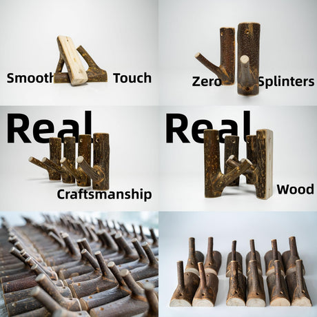 Gun Rack for Wall – Natural Wood Rustic Solid Hardwood Gun Rack, Wall Mount Gun Hanger & Rack for Rifle, Shotgun & Bow with 2 Hooks, Supports 40 lbs – Easy to Install, Includes Hardware (Small) WoodArtSupply