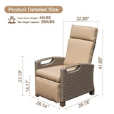 Domi Outdoor Recliner Chair, Patio Recliner with Hand-Woven Wicker, Flip Table Push Back, Adjustable Angle, Thickness Cushions, Reclining Lounge Chair for Indoor & Outdoor Use, Beige domi outdoor living