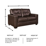 Signature Design by Ashley Santorine Transitional Tufted Leather Match Loveseat, Dark Brown Signature Design by Ashley