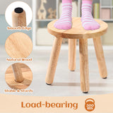 Wenqik 4 Pcs Wooden Step Stools 10 Inch Stool Matched Sensory Table Multi Purpose Solid Chair Round Small Chairs Four Legged Sitting Stool for Classroom Bedroom Playroom Wenqik