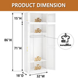 Polup Metal Armoire Closet, 86 Inch Tall Wardrobe Armoire with Hanging Rod, Almirah for Clothes with Doors, 18" D x 32" W x 86" H, White, Assemble Required, Shipped in Two Packages Polup