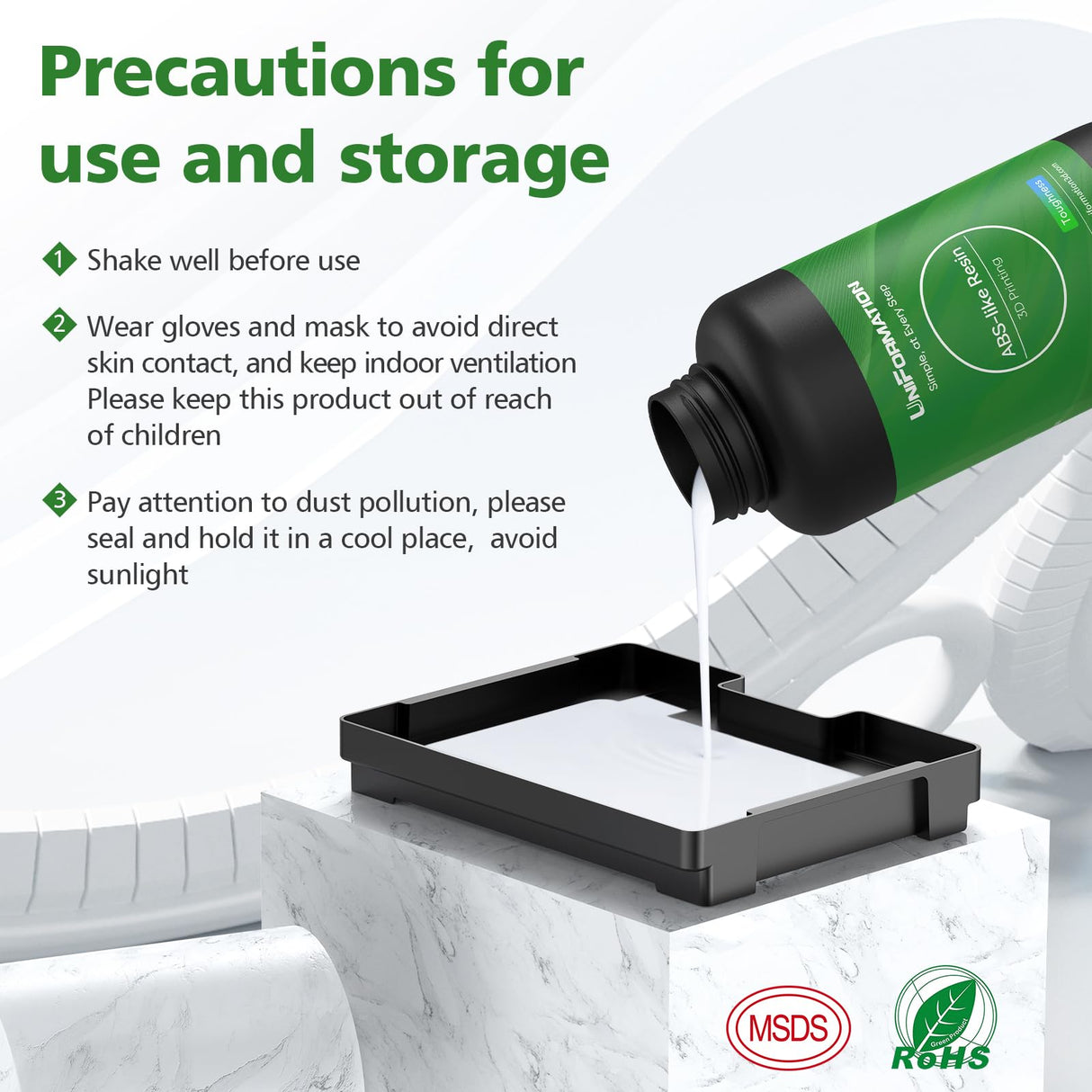 UniFormation 3D Printer ABS-Like Resin,for 3D Printer- Rapid UV Curing 405nm Standard Photopolymer Resin - High Hardness and Toughness, Low Odor and Low Shrinkage Suitable (X22 White, 1kg) Uniformation