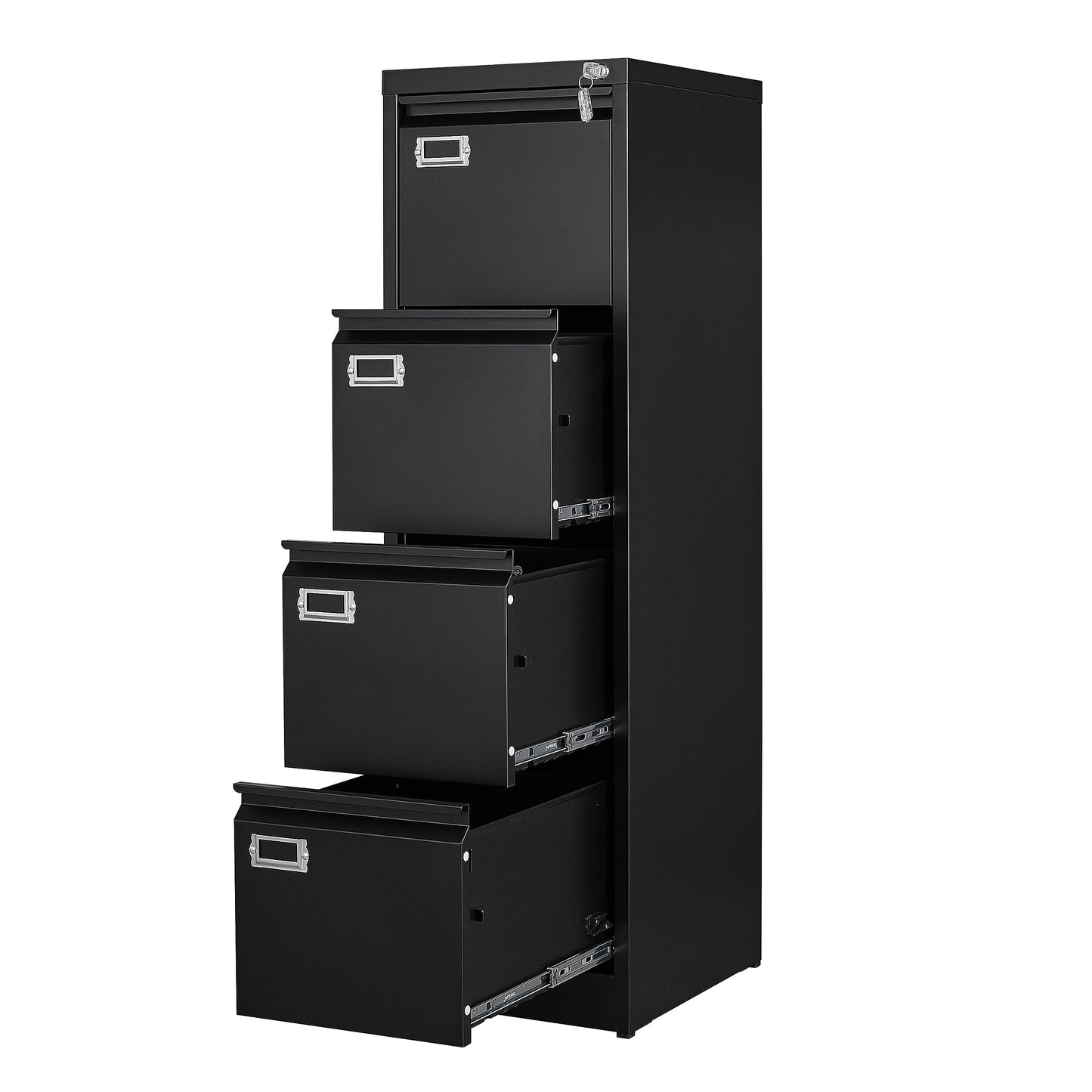 Yizosh 4 Drawer Black File Cabinet with Lock, Filing Cabinets for Home Office, Metal Locking Office File Storage Cabinets with Drawers, Vertical Small Filing Cabinet Organizer for Legal/A4 - WoodArtSupply