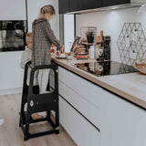 2-in-1 Transformable Kitchen tower - Kitchen observation tower for Toddlers - Montessori tower for Children - Foldable weaning Table and Chair Sweet Home From Wood