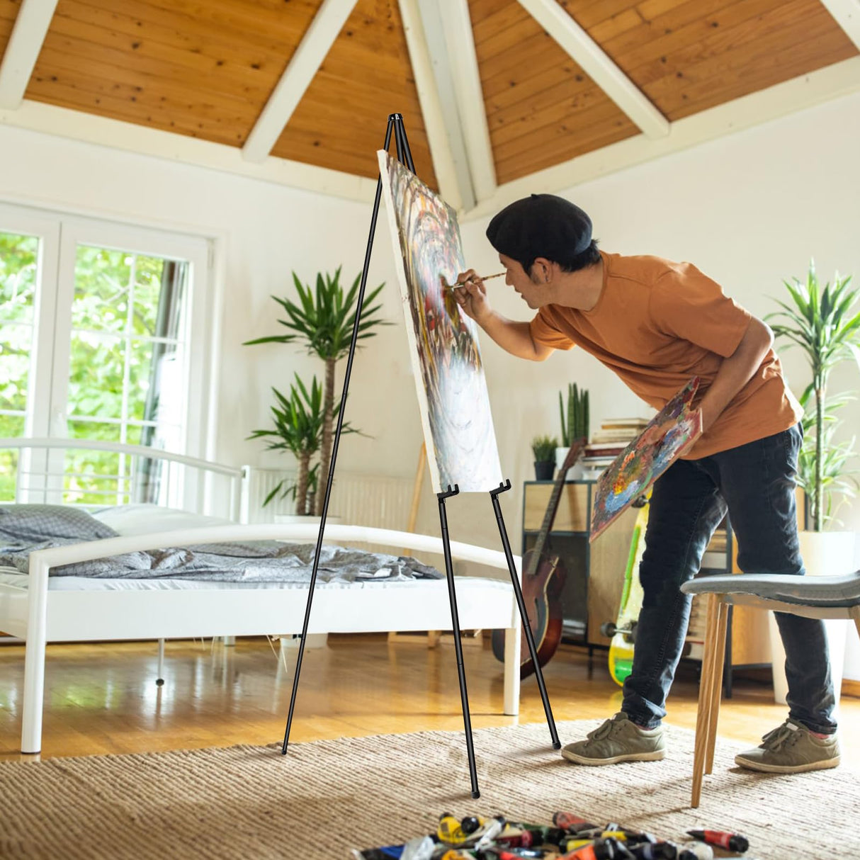 PUJIANG 6 Pack Easel for Display, Foldable Easel Stand, Metal Easels for Displaying Pictures, 63" Easels for Signs Wedding Poster Sign Holder, Art Easel for Painting with Case PUJIANG