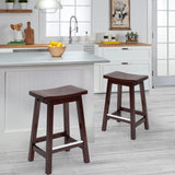 PayLessHere Bar Stools Set of 2 for Kitchen Counter Solid Wooden Saddle Stools 24-Inch Height Home Furniture Barstool, Brown PayLessHere