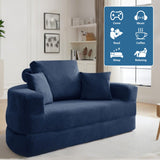 Mofolit 71" Boneless Couch Loveseat Folding Sofa Bed Convertible Floor Couch for Living Room,Sleeper for Guest Room,Apartment,Loft & Home Office. (1, Blue, 71") Mofolit