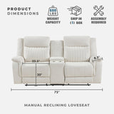 Lexicon Manual Double Reclining Loveseat, Polished Microfiber Manual Wall Hugger Loveseat Recliner for Living Room, Center Storage Console/Cup Holders, Easy Assembly, Beige Lexicon