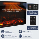 Furniwell Fireplace TV Stand for 65 Inch TV, Media Entertainment Center Console Table with 26" Electric Fireplace, Farmhouse TV Stand with Storage Cabinet for Living Room (Black) Furniwell