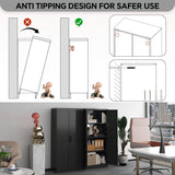 MIOCASA Metal Pantry Cabinet with Adjustable Shelves, Heavy-Duty Metal Storage Cabinet with 2 Doors Organizer for Kitchen, Office, Garage (Black) MIOCASA