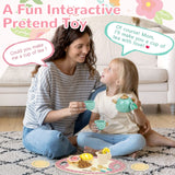 Wooden Tea Set for Little Girls Play Food Pretend Play Kitchen Accessories for 3 4 5 Years Old Girls and Boys Toddler Princess Tea Time Party Food Toys Airlab