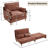 Lin-Utrend Convertible Sofa Bed with Wooden Arms,Convertable Single Sofa Futon Chair for Small Spaces,Foldable Sleeper Chair Bed for Living Room, Bedroom,Office (Orange) Lin-Utrend