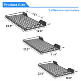 TORACK Wall-Mounted Storage Shelves, Mixed-Size Garage Shelving for Closet & Laundry Room, Heavy-Duty Wall Shelf Holds Up to 65 lbs(Black) TORACK