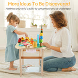 oathx Activity Table for 1+ Year Old, 9 in 1 Wooden Montessori Toys with Bead Maze Shape Sorter Flip Mirror Train Toy, Baby Sensory Play Table Toddler Toys 1st Birthday Gifts for Girls Boys Kids oathx