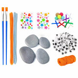 MSACC 125PCS Rock Painting DIY Kit, Arts and Crafts for Girls Boys Rocks Tween Gift Art Set, Craft Kits with Gem Stickers Googly Eyes Paintbrushes DIY Twisting Stick Mini Bows Yarn Pom Pom Balls MSACC