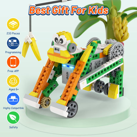 Apitor Q Robot Building Kit, 20-in-1 Programmable APP RC Car Robotics Coding Kit, STEM Projects Educational Birthday Gifts for Boys Girls Kids Aged 6-12 (233 Pieces) Apitor
