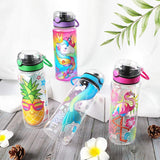 Cute Water Bottle for School Kids Girls, BPA FREE Tritan & Leak Proof & Easy Clean & Carry Handle, 23oz/ 680ml - Unicorn Home Tune