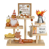 Thanksgiving Decorations for Home 8PCS Tiered Tray Decor Set, Tabletop Fall Thanksgiving Decor for Shelf Mantel Fireplace Office Desk Coffee Bar Table Centerpieces Pumpkin Farmhouse Wood Sign SYNCVIBE