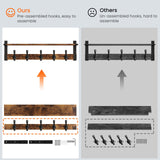 Homode Coat Rack Wall Mount, 29 Inch Long Shelf with Hooks, Wood Entryway Shelf with 5 Hangers for Hanging Hat Jacket Backpack Purse, Rustic Brown Black Homode