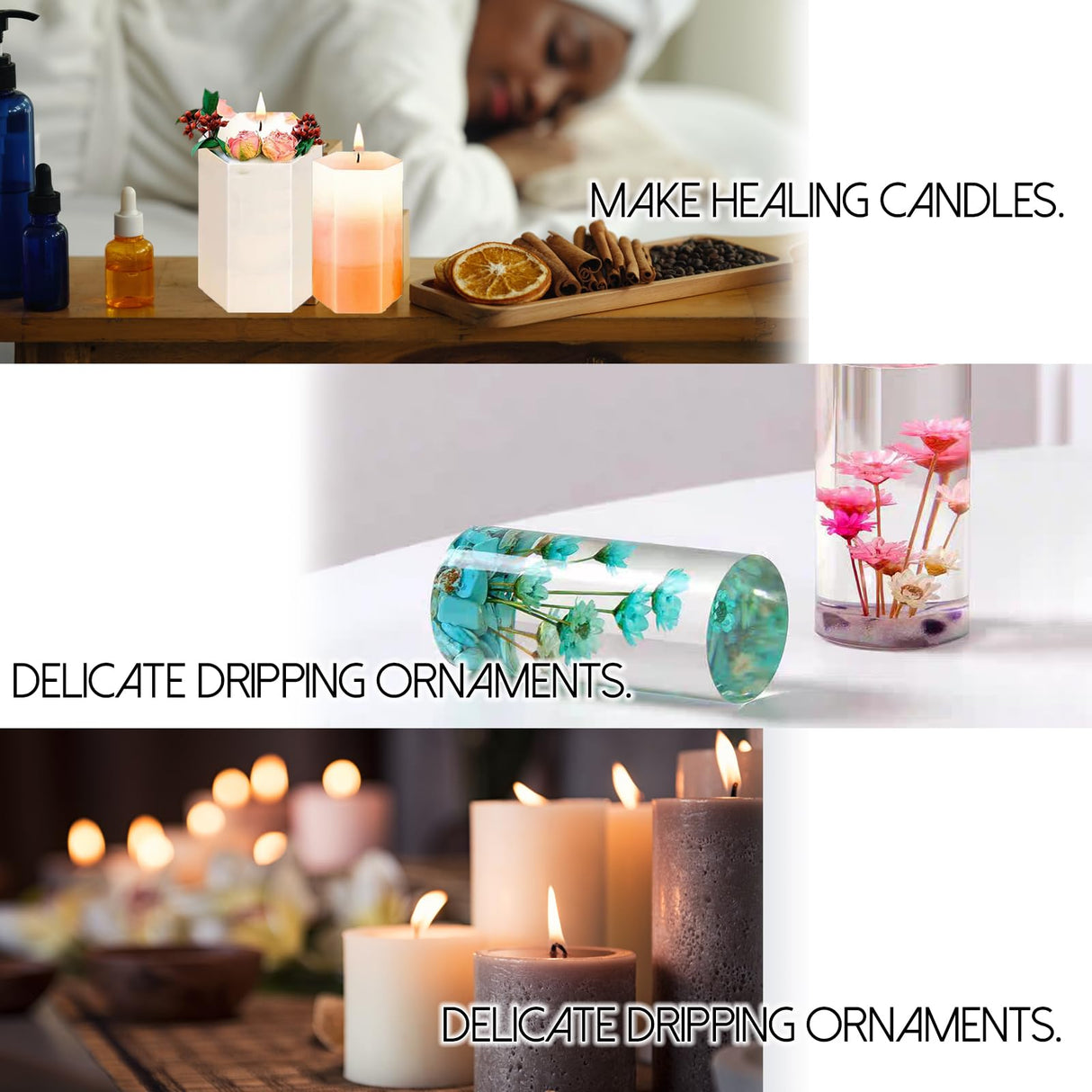 EuTengHao Cylinder & Hexagon Candle Silicone Resin Mold for Scented Candle, Soap - Reusable, Fashionable & Easy Release for DIY Crafts, Home Decoration, Holiday Gifts (6 Packs) EuTengHao
