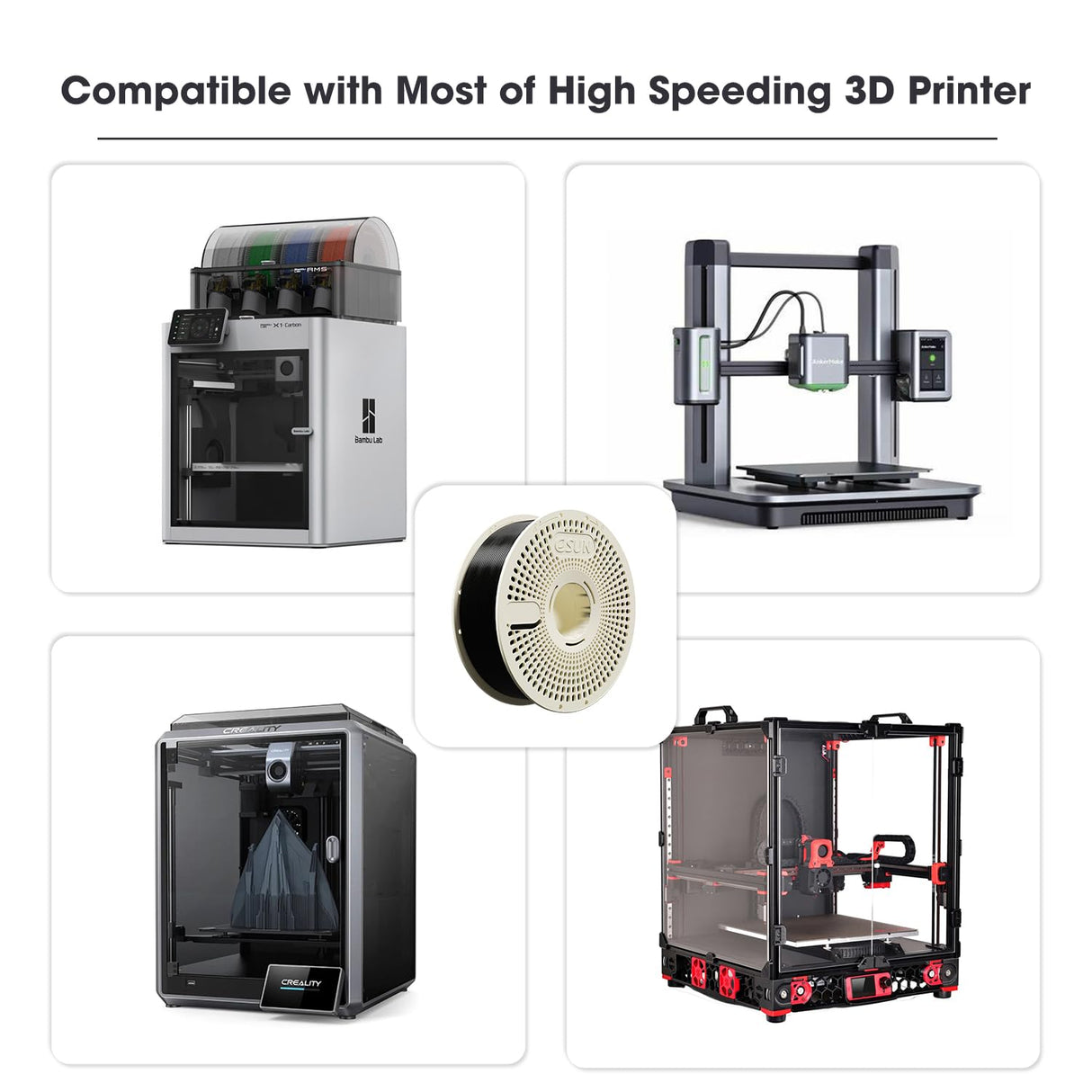 eSUN Basic PLA Refilament 1.75mm and Upgarded eSpool+ Set, Reusable and Removable Filament Spool Replacement with 3D Printer Refill Basic PLA, 1KG Spoolless 3D Printing Filament, White eSUN