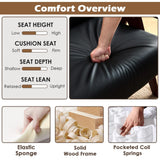 STHOUYN Black Leather Accent Chairs Set of 2, Mid Century Modern Accent Chair, Side Arm Chairs for Living Room, Office Guest Waiting Room Chairs (2, Black) STHOUYN