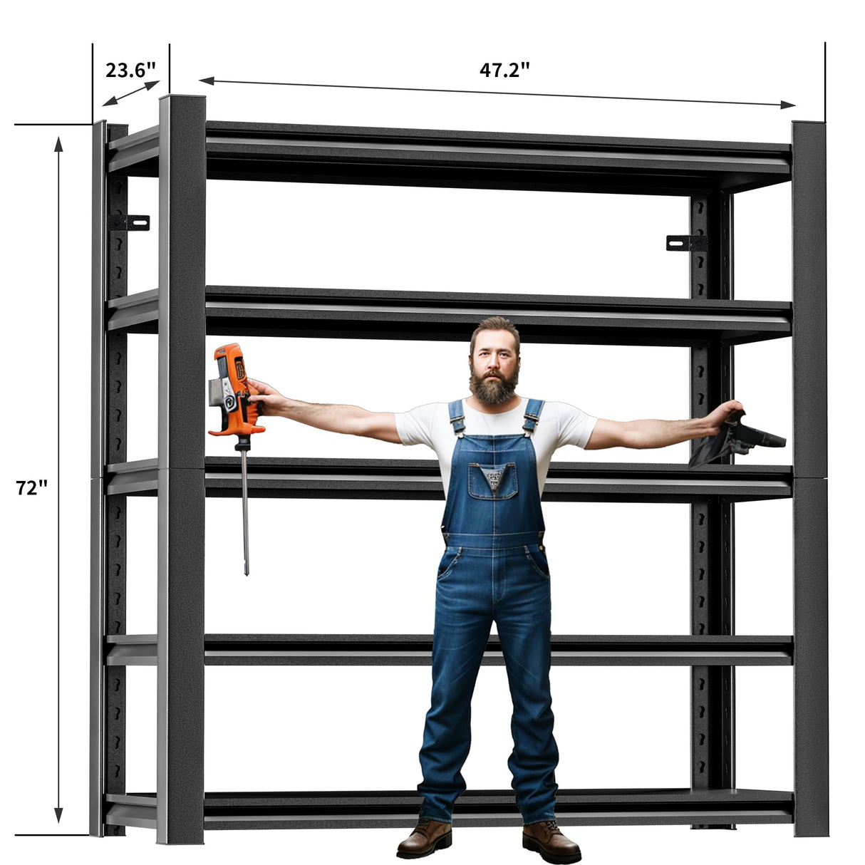 Hzdbhd Garage Shelving,5 Tier 72"X47.2"X23.6"Inches,Storage Shelves Heavy Duty Thickened Metal Shelves Shelving Units and Storage,Garage Shelves Unit Hzdbhd