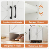 Mericonia Farmhouse Shoe Cabinet with Doors, Modern Large 5-Tier Shoe Storage Cabinet with Adjustable Shelves, Wooden Shoe Organizer for Entryway, Hallway, Closet, Bedroom, Living Room, White Mericonia