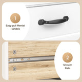 Gizoon 6 Drawer Dresser for Bedroom，47'' Larger Chest of Drawers with Mental Handle for Kids Room, White Dresser with 6 Storage Drawers for Living Room, Entryway and Hallway, White Gizoon