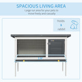 PawHut 35" Wooden Rabbit Hutch Indoor, Bunny Cage Outdoor, Guinea Pig House with Pull-Out Tray, and Openable Asphalt Roof, Black PawHut