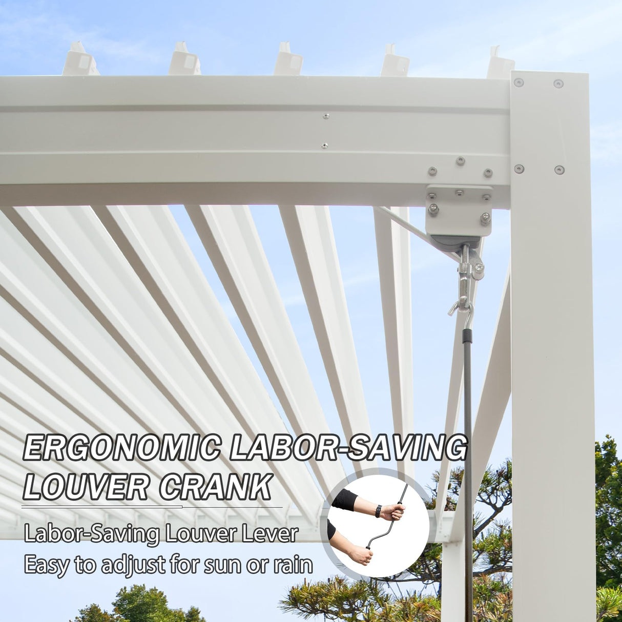 Domi Outdoor Louvered Pergola 10x16FT with Adjustable Steel Roof, Outdoor Aluminum Structure Rainproof Pergola for Backyard, Garden and Lawn,White domi outdoor living