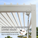 Domi Outdoor Louvered Pergola 10x16FT with Adjustable Steel Roof, Outdoor Aluminum Structure Rainproof Pergola for Backyard, Garden and Lawn,White domi outdoor living