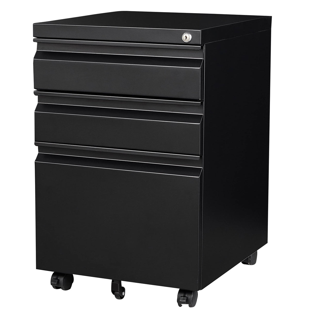 3 Drawer Mobile File Cabinet Under Desk Storage Drawers File Cabinets For Home Office, Office Organization File Cabinet With Lock Metal Filing Cabinet For Legal/letter/a4 File With Slim Width, Black SISESOL