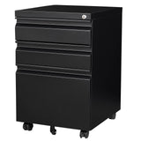 3 Drawer Mobile File Cabinet Under Desk Storage Drawers File Cabinets For Home Office, Office Organization File Cabinet With Lock Metal Filing Cabinet For Legal/letter/a4 File With Slim Width, Black SISESOL