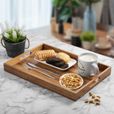 17 Inch Acacia Wood Serving Tray with Handles - Large Wooden Tray for Ottoman, Breakfast in Bed, Dinner, Coffee Table - Decorative Rectangular Tray for Living Room Bedroom Entryway and Kitchen Dreamkey