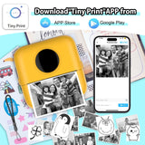 HuiJuKeJi Mini Sticker Printer Bluetooth Smart Pocket Inkless Thermal Printer with 11 Rolls Thermal Paper and Sticker for iOS&Android Print Pod, Portable Receipt Printer for Photo Note Memo (Yellow) HuiJuKeJi