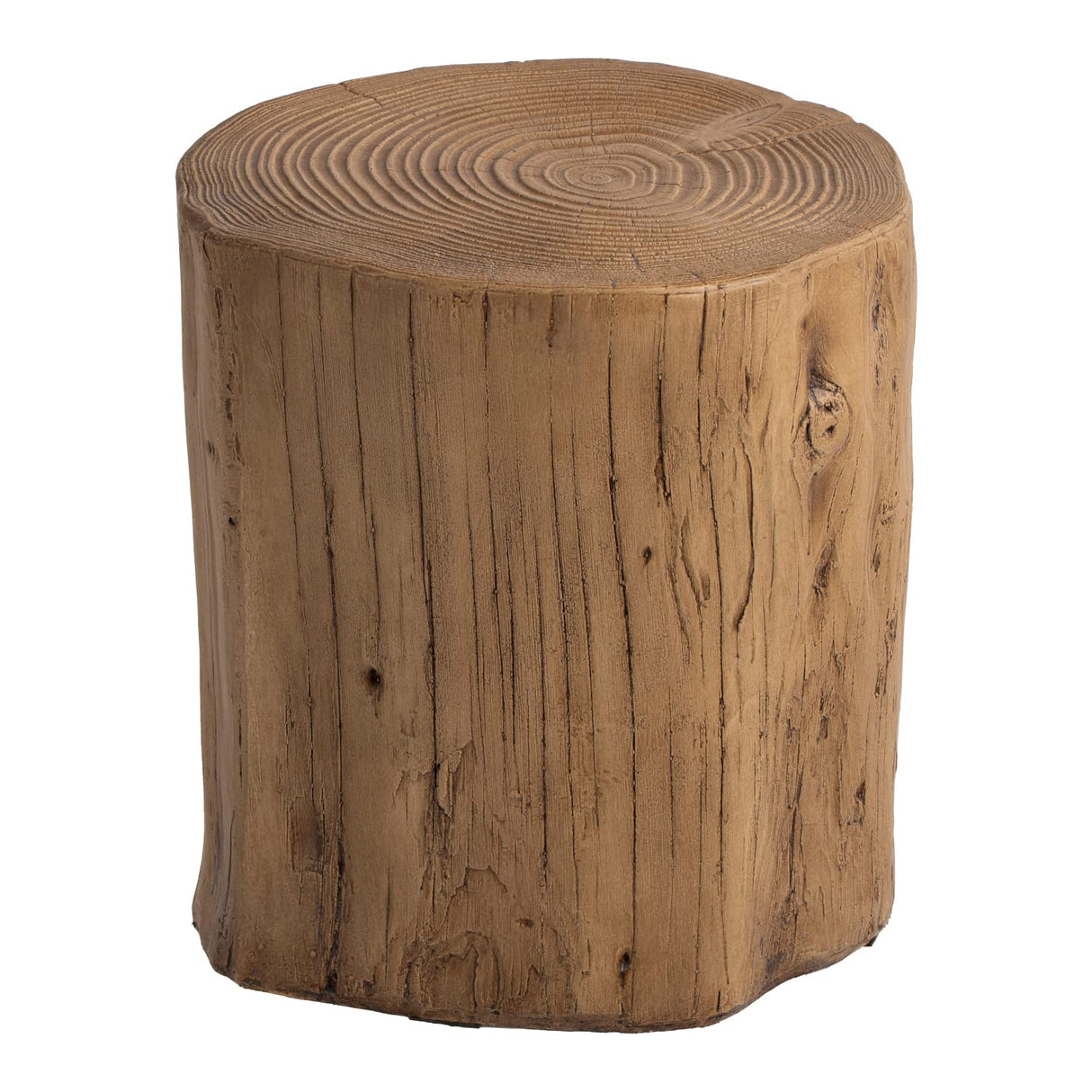 AQUILLA Rustic Stump Side Table, Brown Wood-Look End Table, Stump Accent Side Table Stool for Living Room AQUILLA