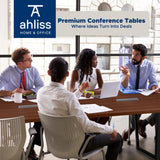 ahliss Sturdy Conference Table with Cable Management Grommets Modern Rectangle Office Meeting Table with Wood Tabletop and Metal Frame & Legs- Easy Assembly Boardroom Table (Mahogany, 8 Foot) ahliss